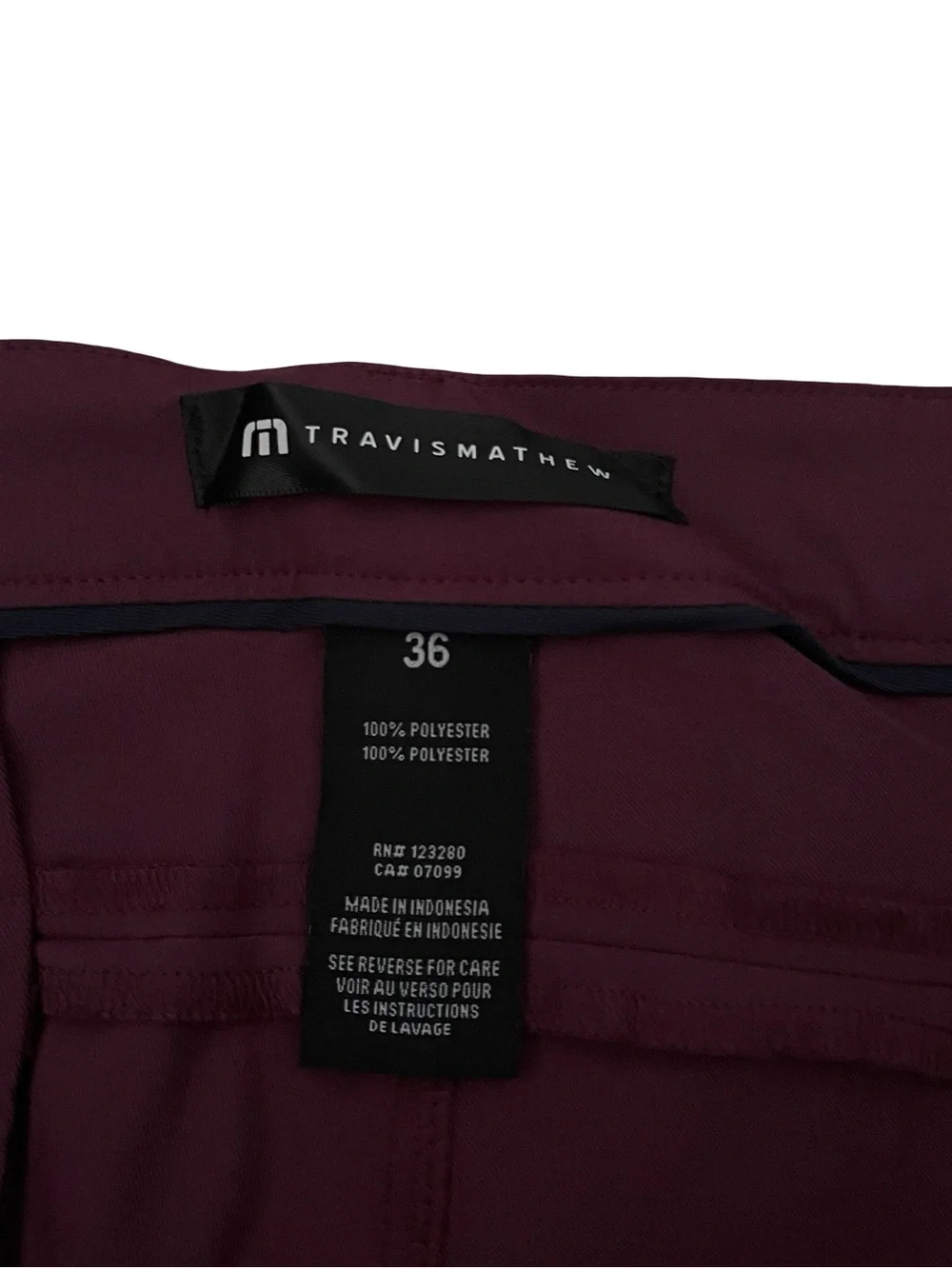 Travis Mathew Sport Mode Jogger Pant Mens Size 36 Mauve Wine Performance Golf